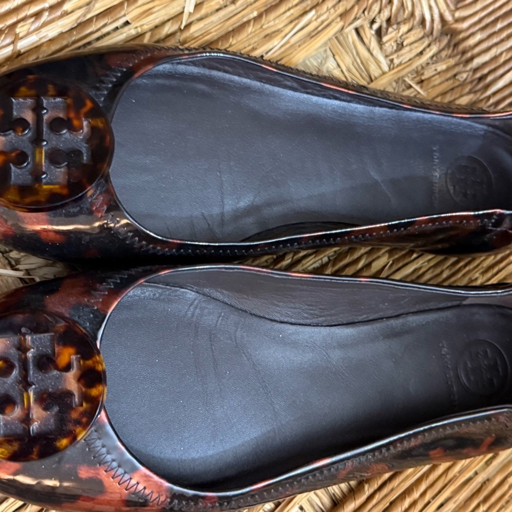 Tory Burch Brown Flats with Rounded Toe and Slip-On Design
